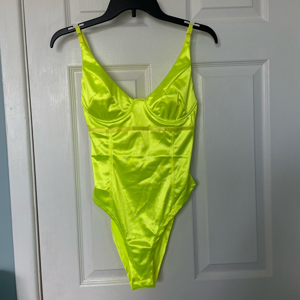 Neon satin bodysuit